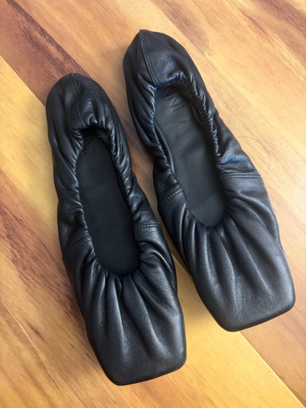 Ganni Black Leather Ballet Flats